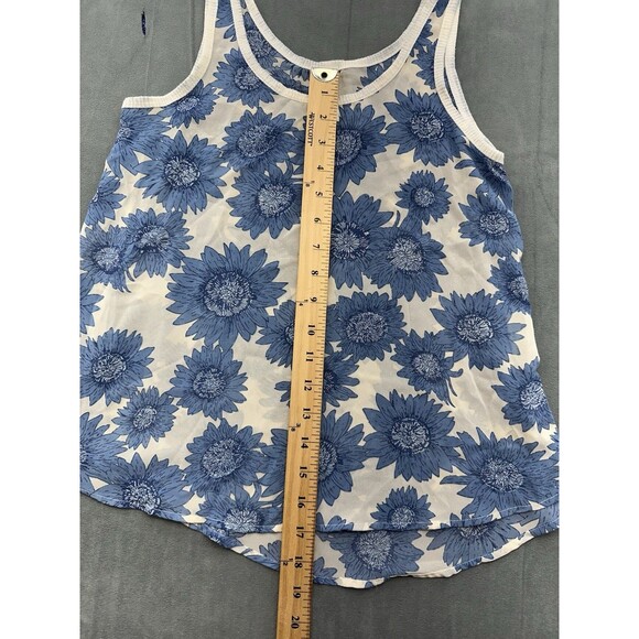Mudd Tank Top XS Blue Sunflower Boho Y2K Indie Sleeveless Flowy Festival Floral - Picture 6 of 7